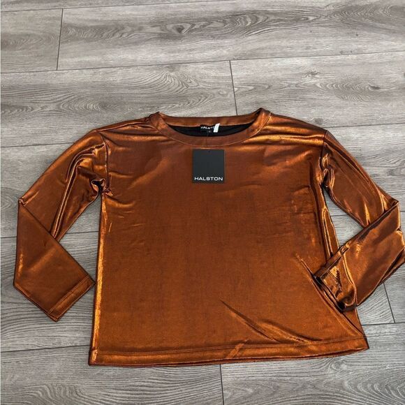 Halston woman’s shiny long sleeve top - Picture 1 of 5
